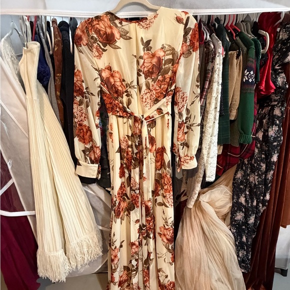 Baltic Born Cream and Brown Floral Long Sleeve Dress - Picture 3 of 3